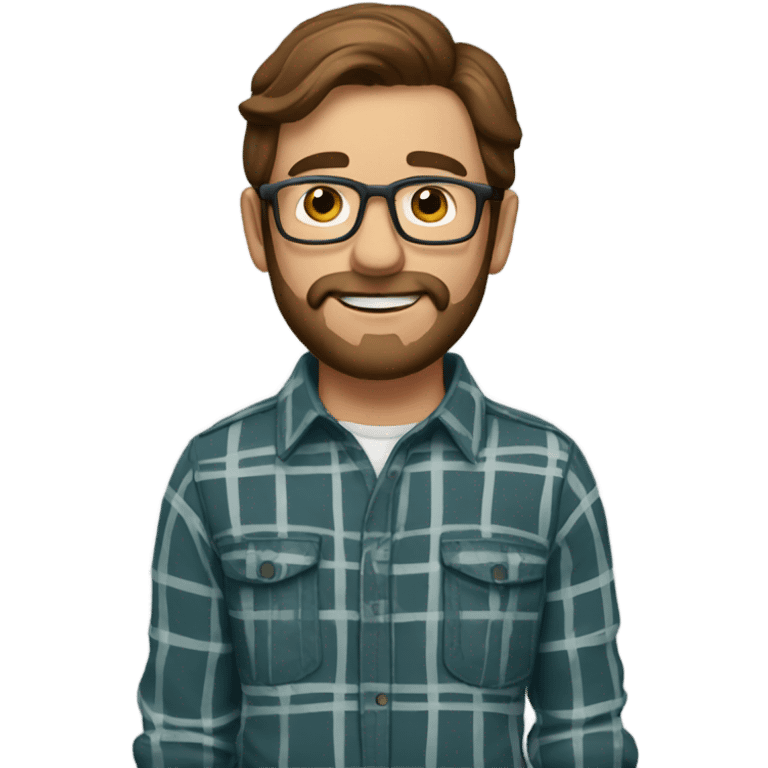 man brown hair beard plaid shirt glasse emoji