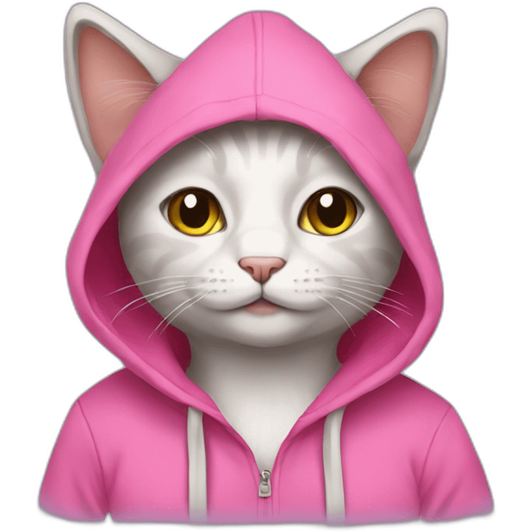 cat with pink hoodie emoji