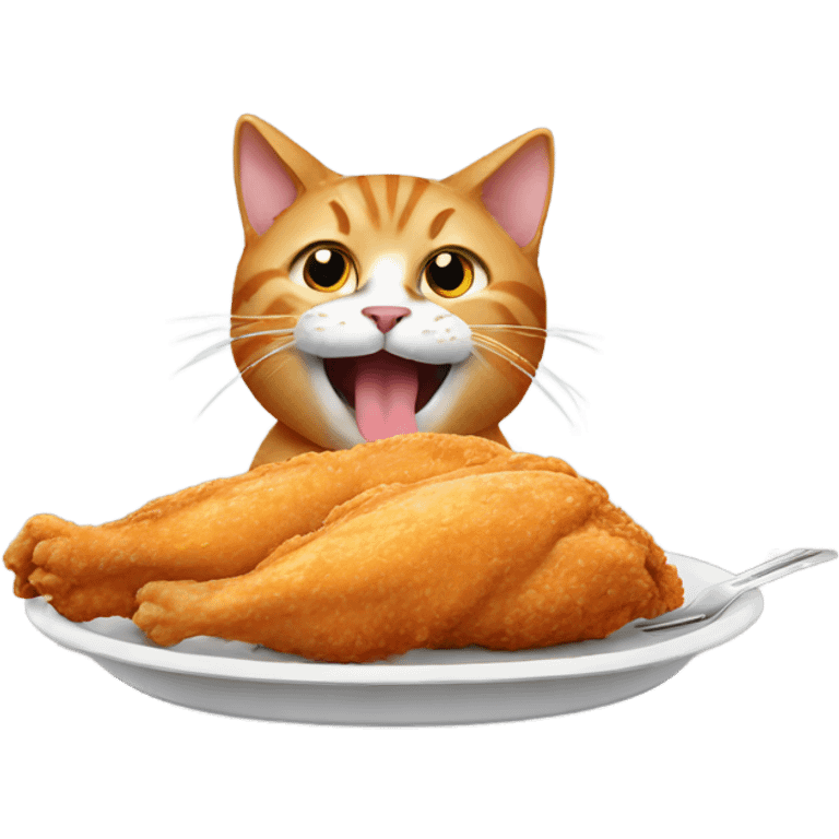 Cat eating chicken tender emoji