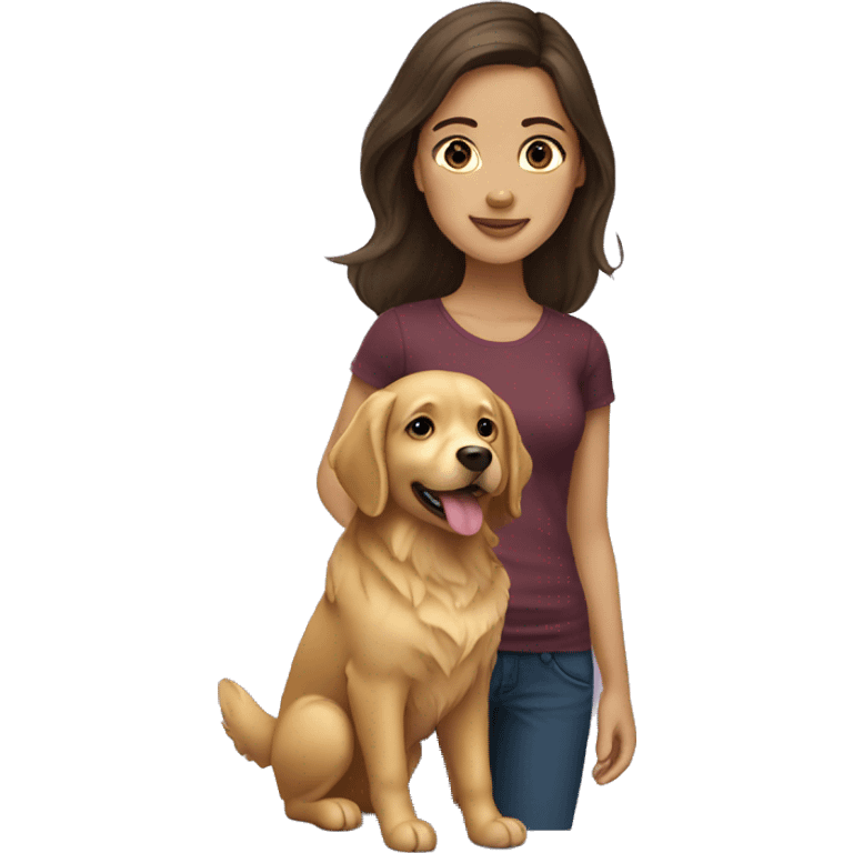 Brunette girl with golden retriever  emoji