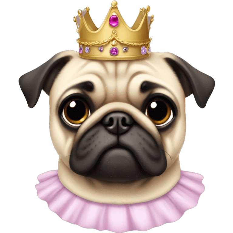 Pug with a princess dress and crown emoji