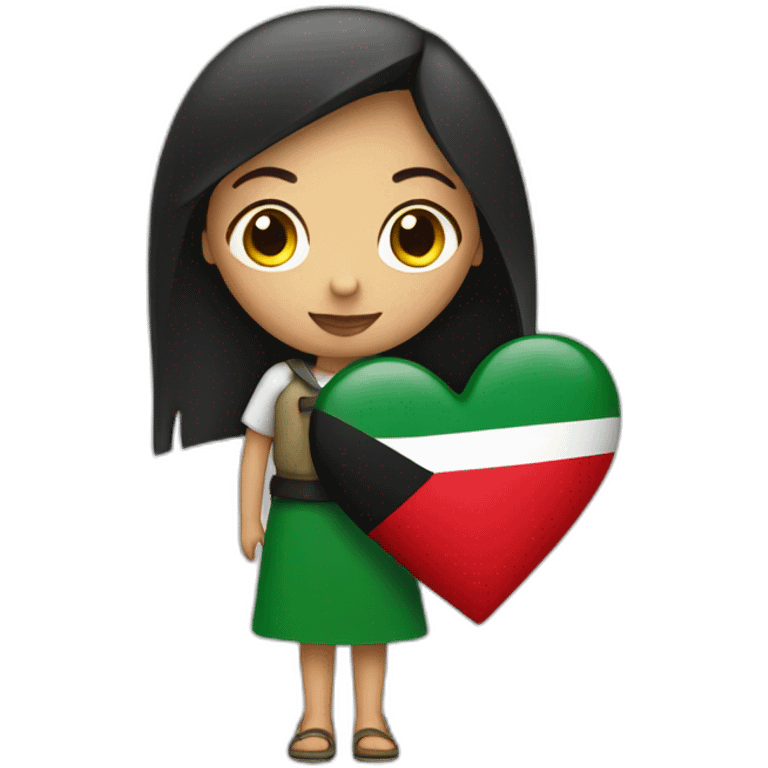 A girl with Palestinian flag and red heart emoji