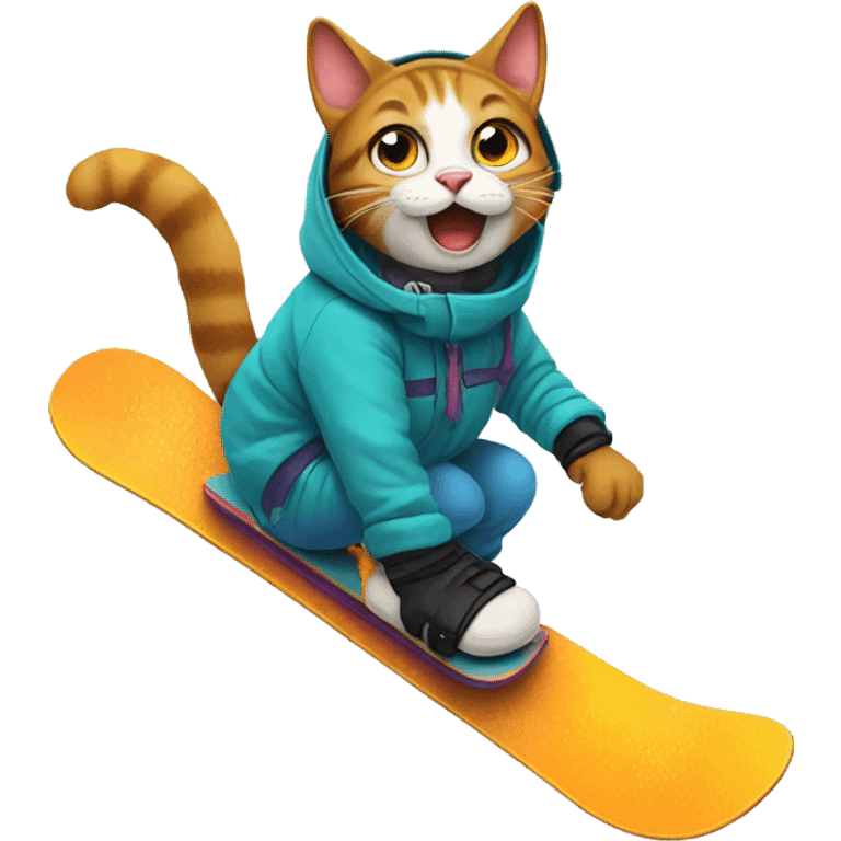 Snowboarding cat emoji