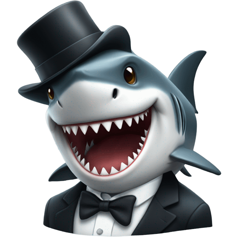 Shark with a top hat emoji