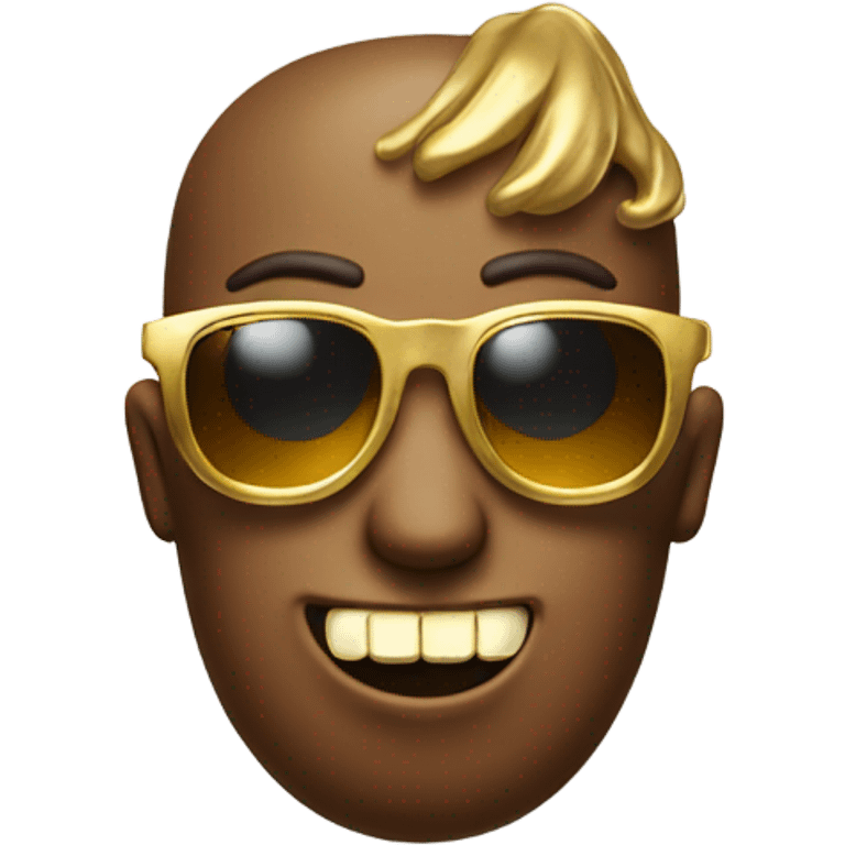 Poop emoji with gold teeth and gold sunglasses  emoji