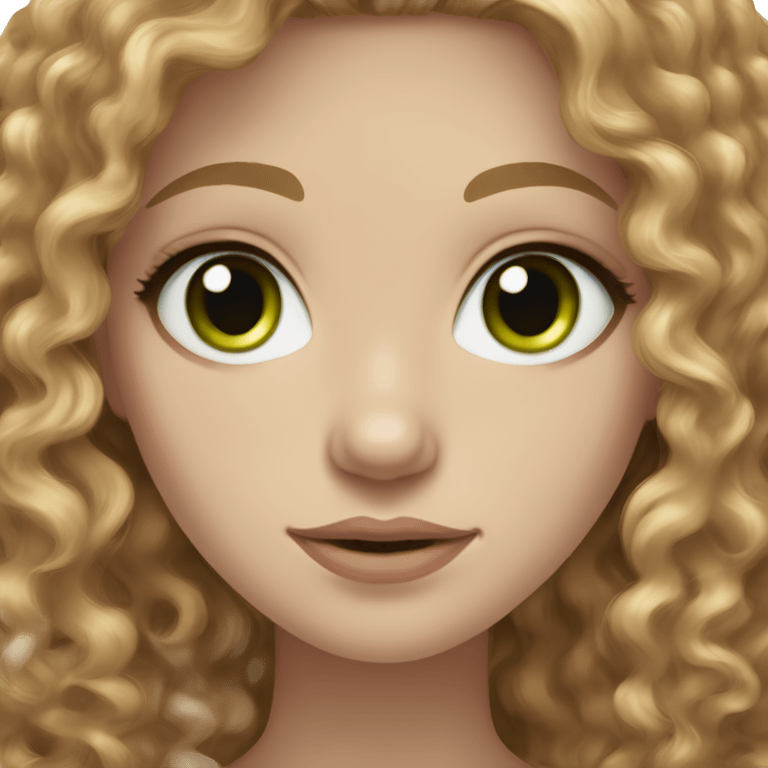 light brown curly hair with hazle green eyes with pale skin color emoji