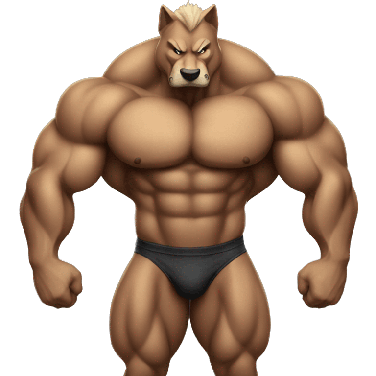 a very very very very buff wolf body builder emoji