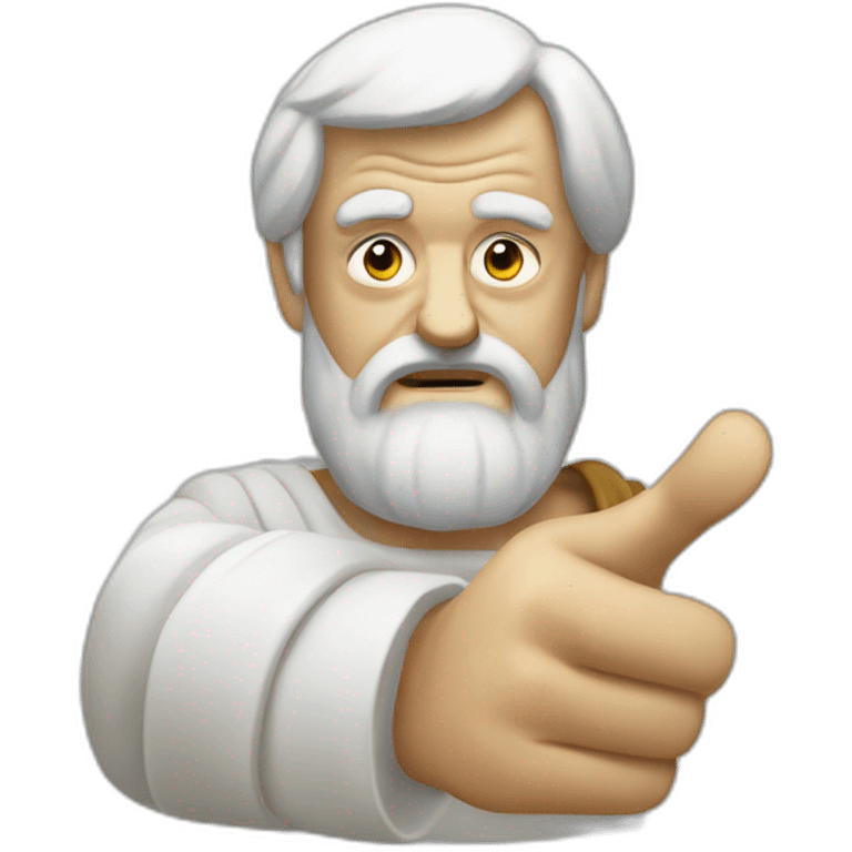 Aristotle, a thumbs down gesture emoji