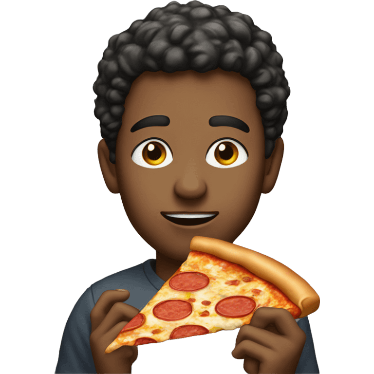 Young bold man Eating pizza  emoji