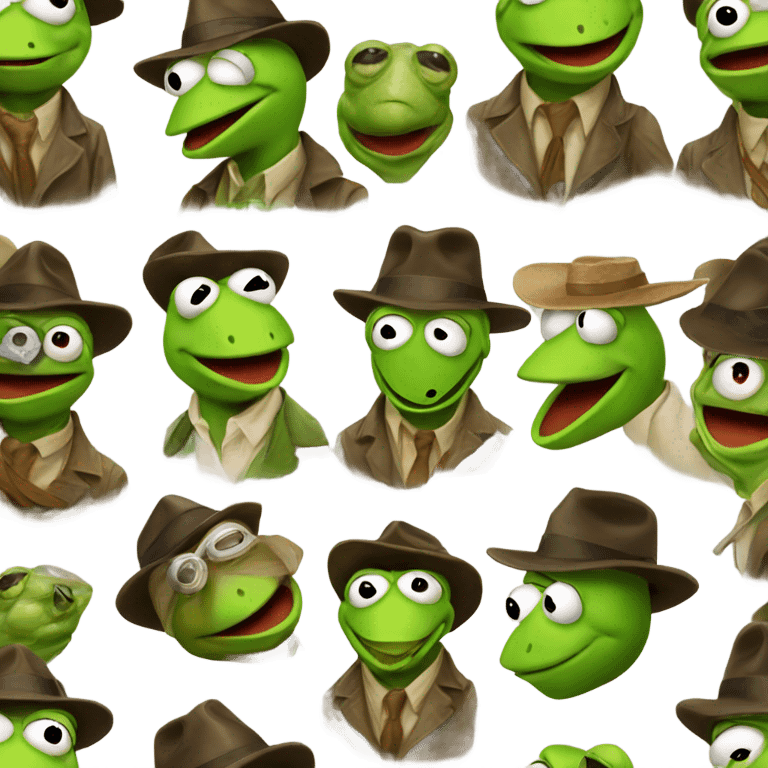 Kermit the frog helping Indiana jones emoji