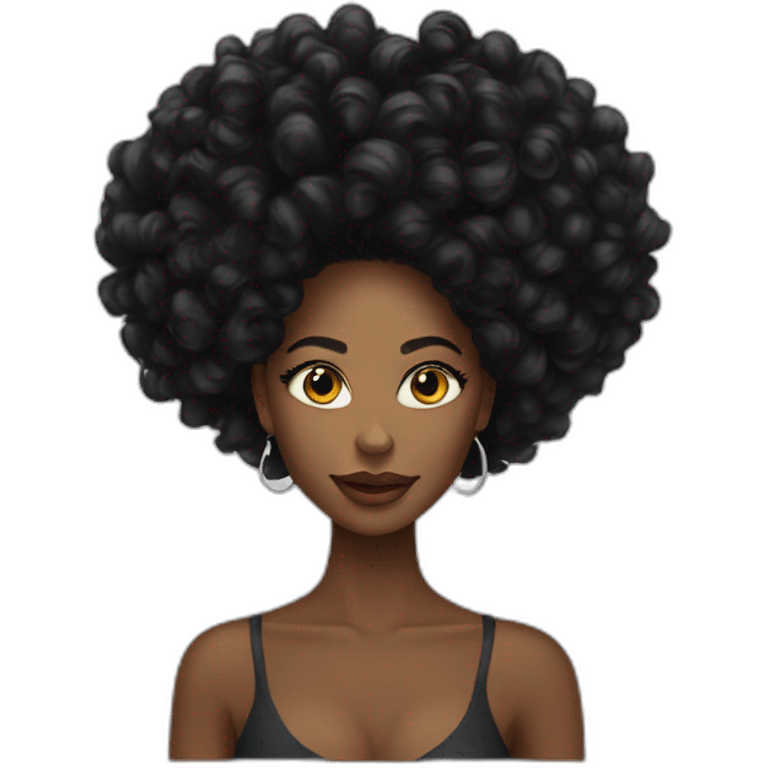 Beautiful Black women long kinky hair emoji