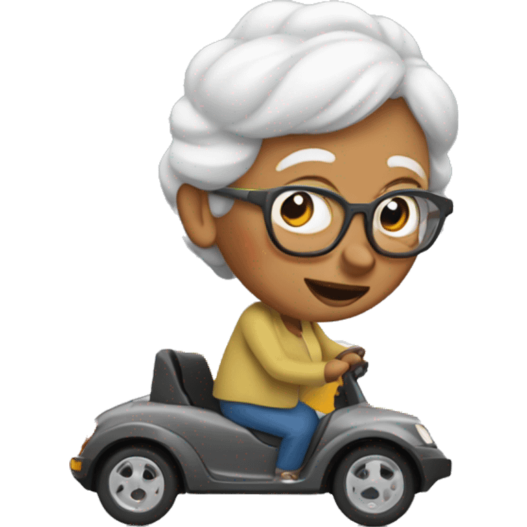 Grandma driving over speed bumps emoji