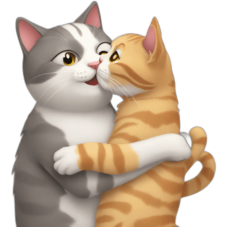 Cat hugs a cat emoji