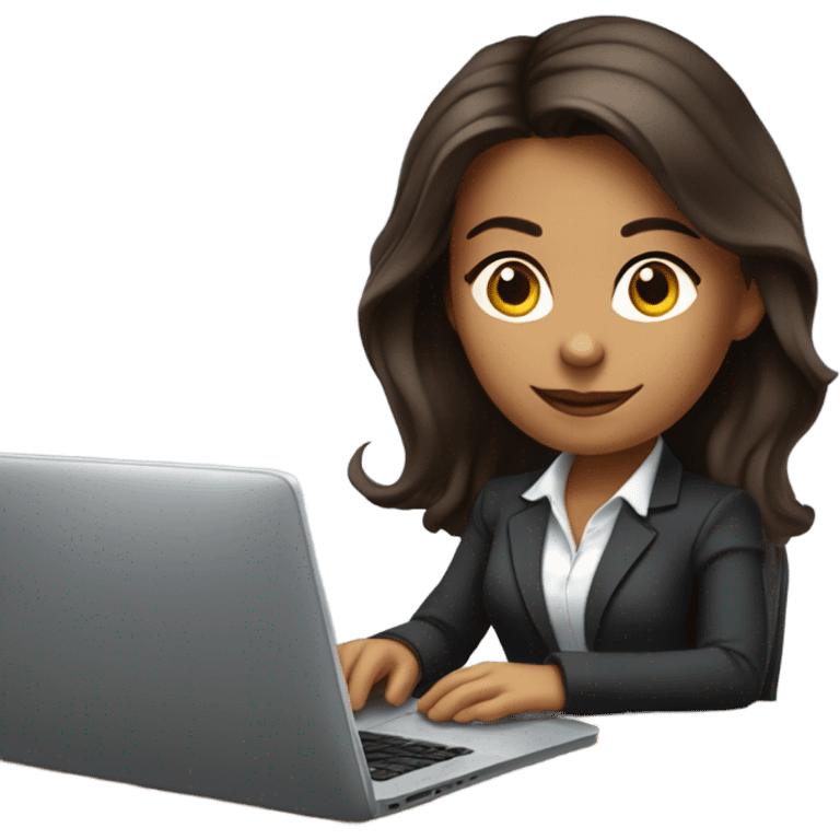 beautiful brunette girl working in an office emoji