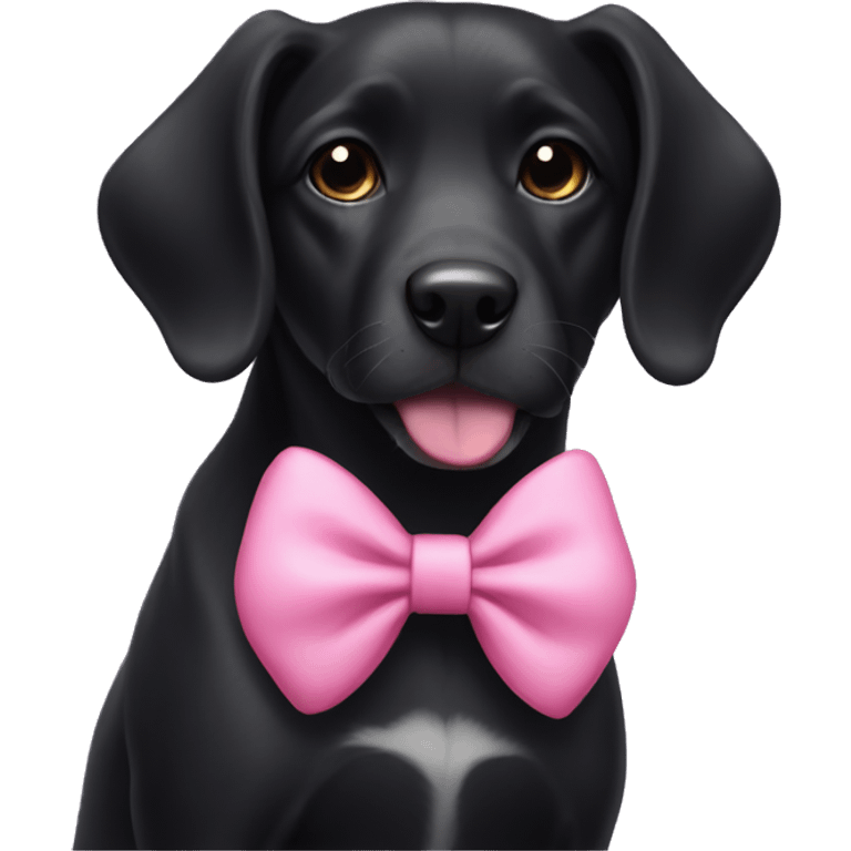 Black doggy with a pink bow on her ear emoji