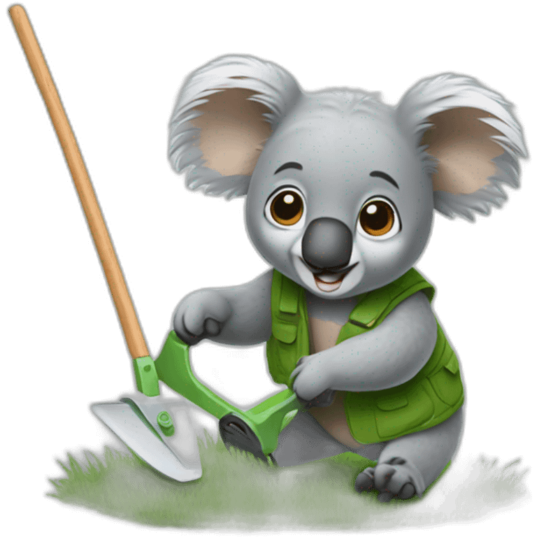 Koala mowing the lawn emoji