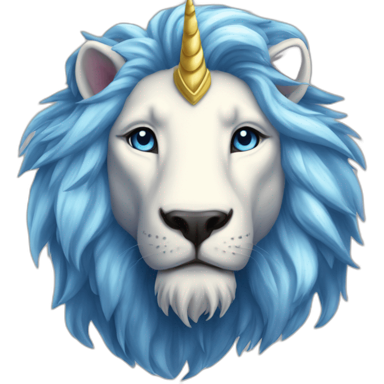 majestic unicorn lion aurora blue fame emoji