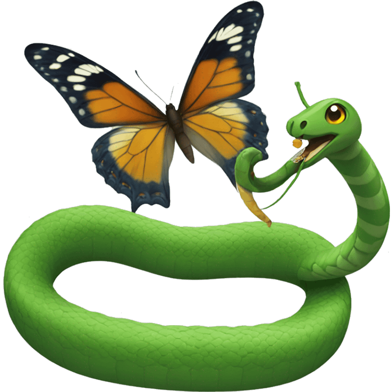 butterfly eating a snake emoji