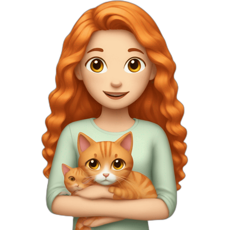 Girl with two ginger cats emoji