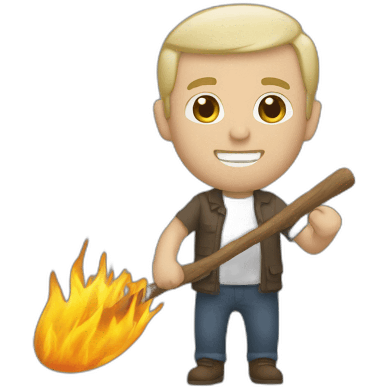 White man holding the word “Sate” emoji