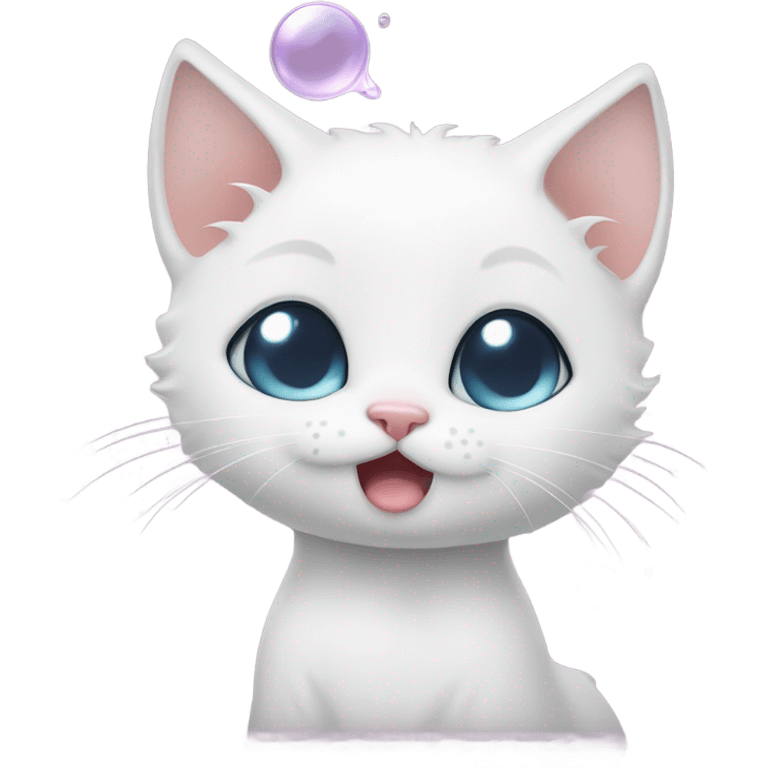 Cure White kitten sadly sighing with a little bubble coming out of its nose emoji