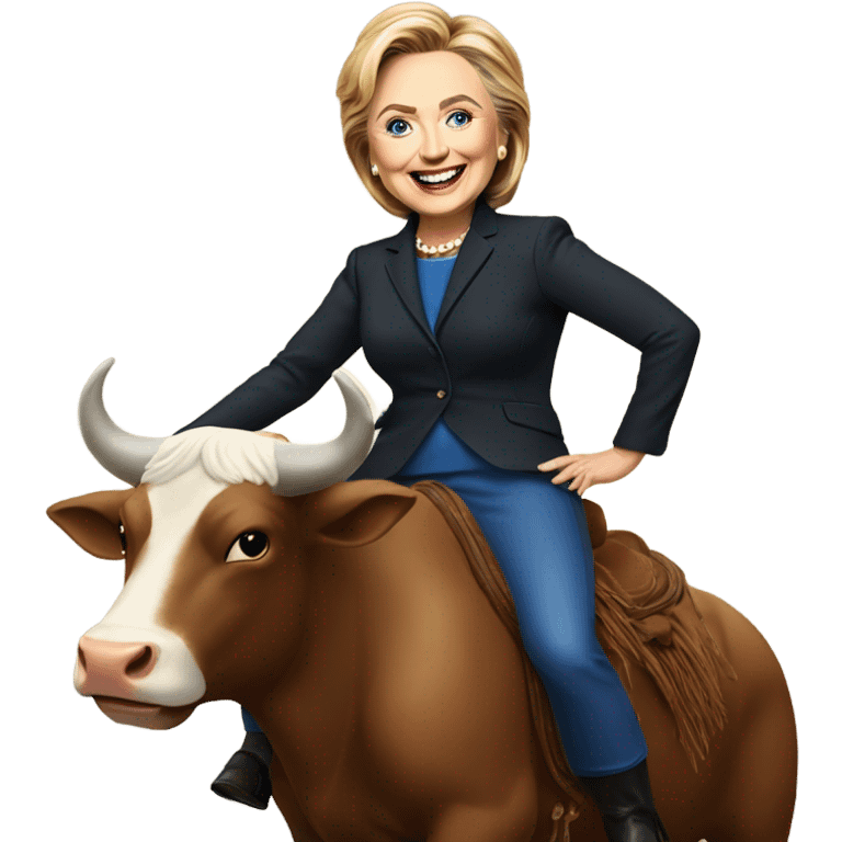 Hillary Clinton riding bull emoji