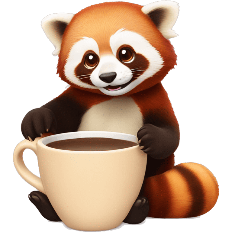 red panda qui fait une pause café live emoji