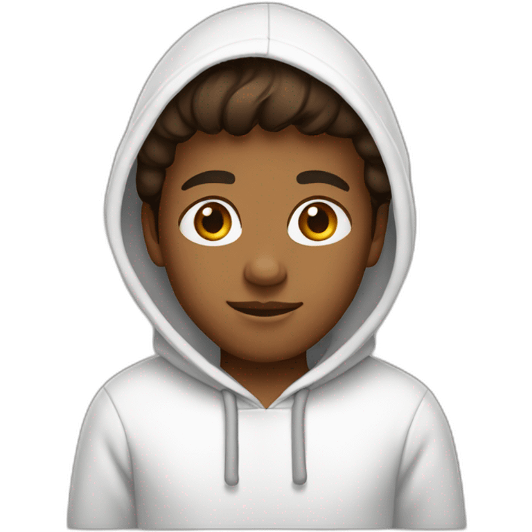 A brown boy wearing a white hoodie emoji