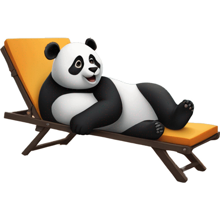 Panda lying on a chaise longue by the sea, watching the sunset emoji