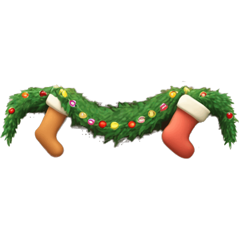 Brick Fireplace with wreath and Christmas lights and stockings emoji