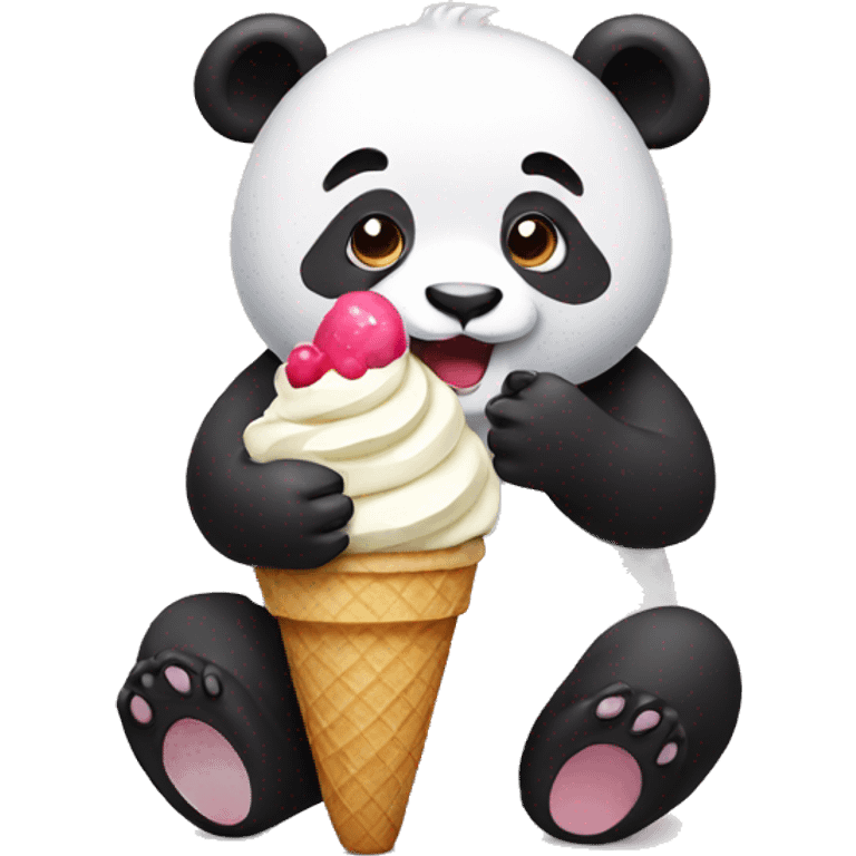 Panda eating ice cream emoji