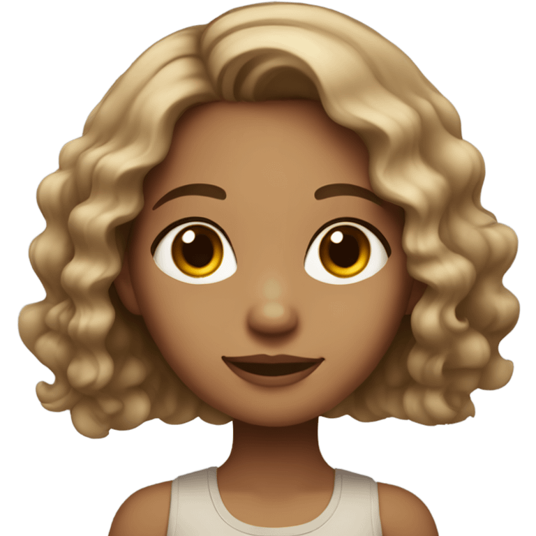 girl with light tan skin and brown wavy hair and brown eyes emoji