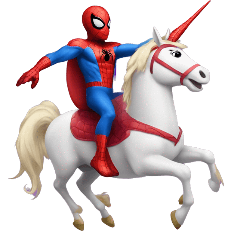 Spider-Man riding a unicorn  emoji