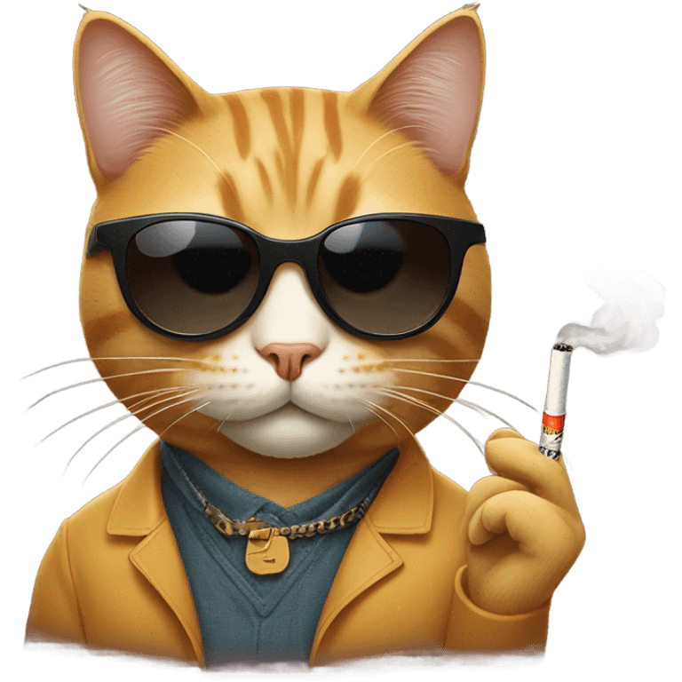 Cat wearing sunglasses and smoking emoji