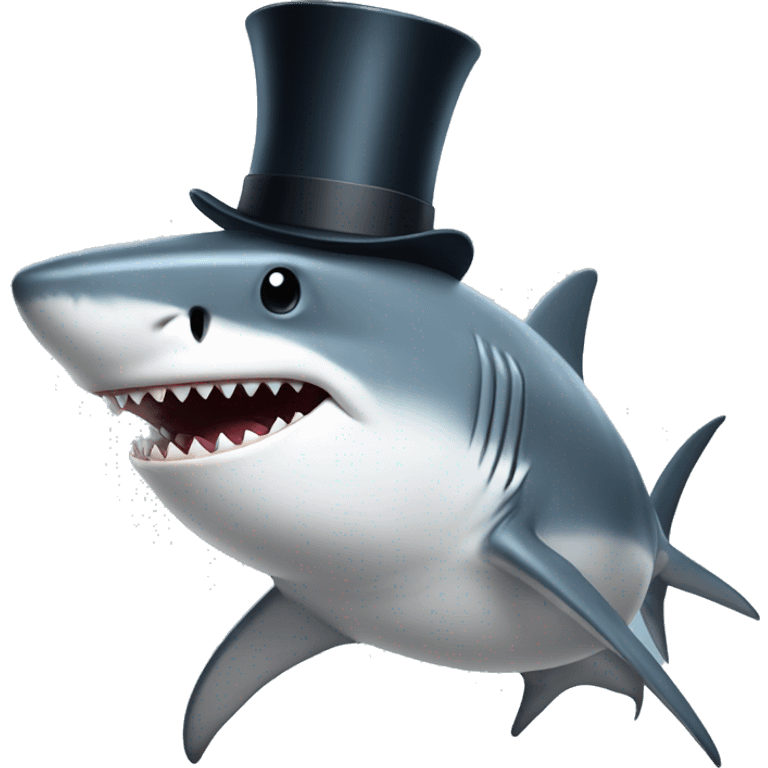 Shark with a top hat emoji