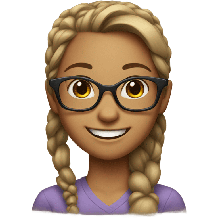 girl with glasses and smile with ponytail ￼ emoji