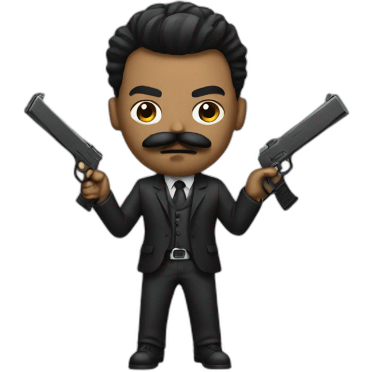 Gangster with a mustache and weapons emoji