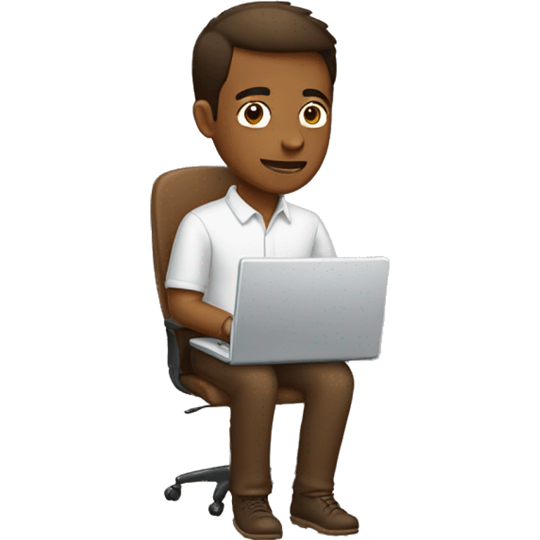 Brown skinned guy using a computer emoji