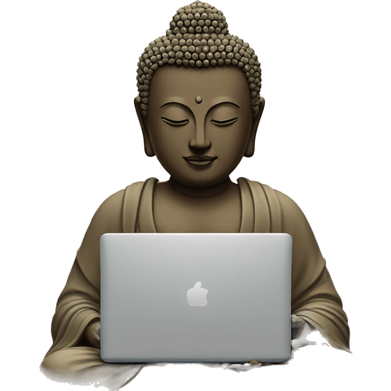 Buddha working on laptop emoji