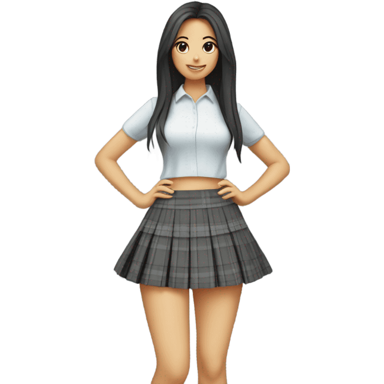 Grey tartan pleated mini skirt, isolated emoji