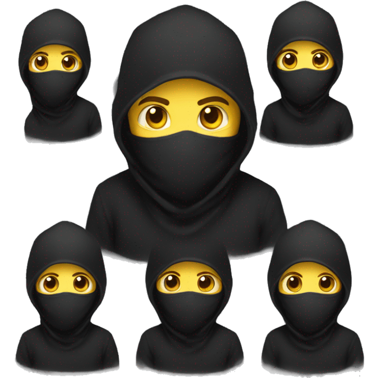 hacker in black hoodie in a balaclava emoji