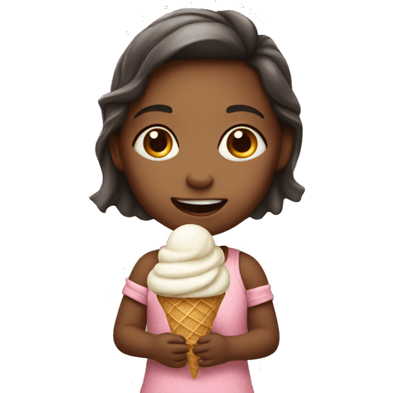 little girl with ice cream emoji