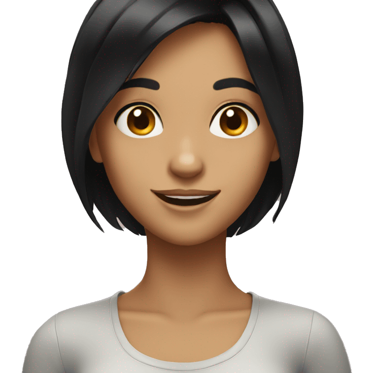 smiling girl with black hair emoji