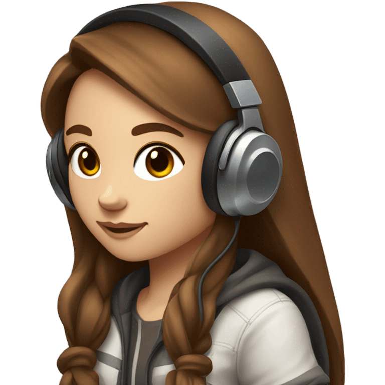 Gamer girl with brown hair emoji