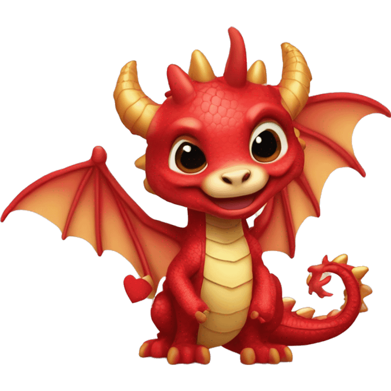 un dragon con corazones en los ojoz y babiando emoji