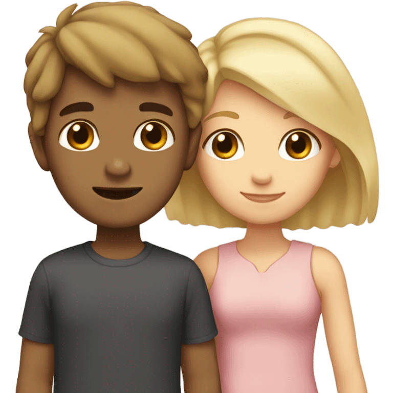 Boy with brown hair and  a girl with blonde hair love eachother very much emoji