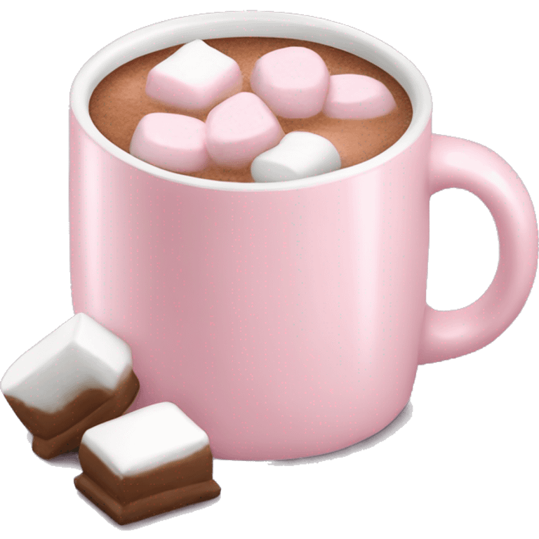 Light Pink mug of hot chocolate with marshmallows  emoji