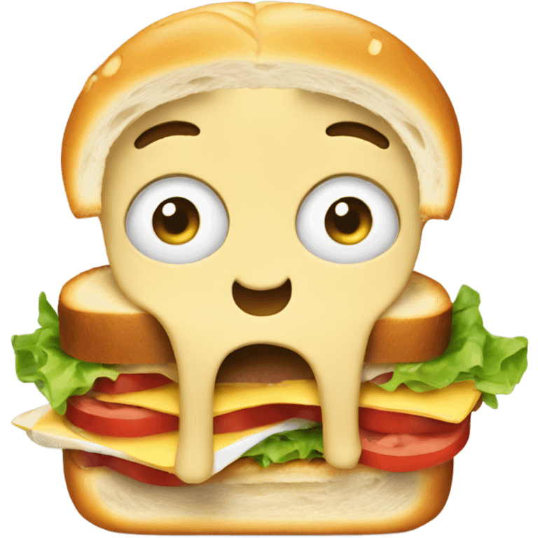 Shocked face eating a sandwich  emoji