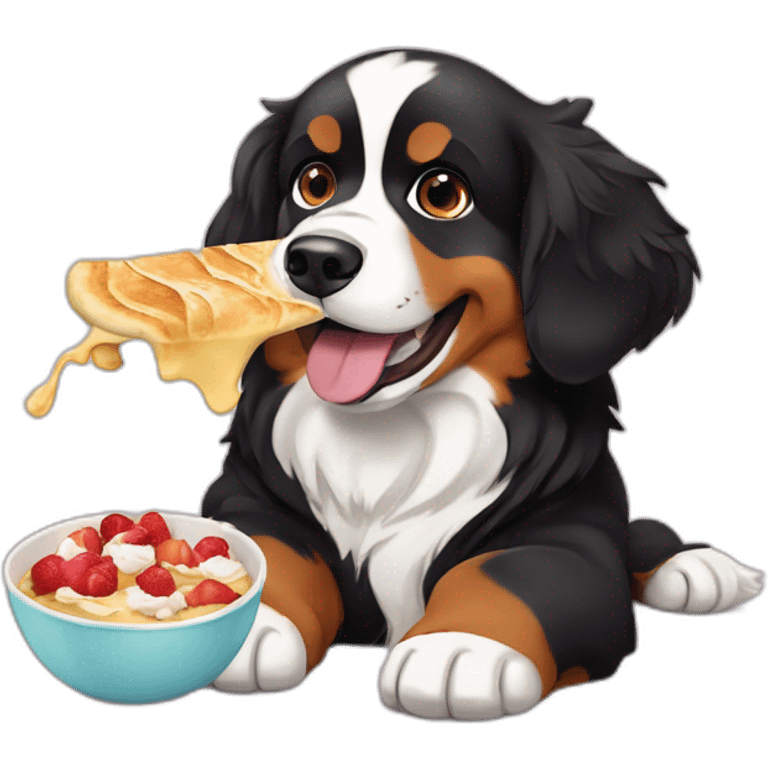 bernese dog eating crepe emoji