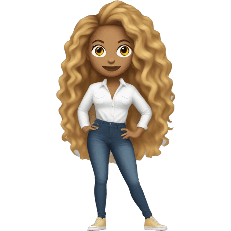 Full-body Beyonce with a big head emoji